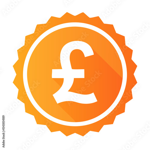 Stylized Pound Symbol Seal Financial Icon in Orange and White Representing United Kingdom Currency