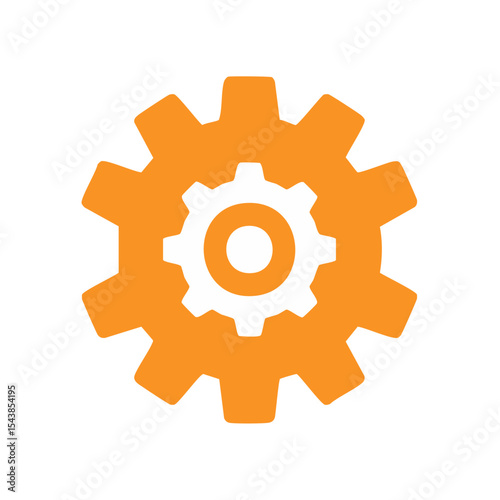 Orange and White Cogwheels on Black Background Symbolizing Mechanics Technology and Settings Functionality
