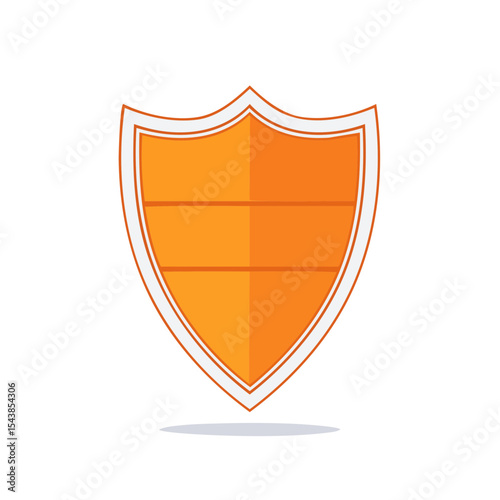 Orange shield emblem design with horizontal division represents protection and security for trustworthy internet application icon graphics