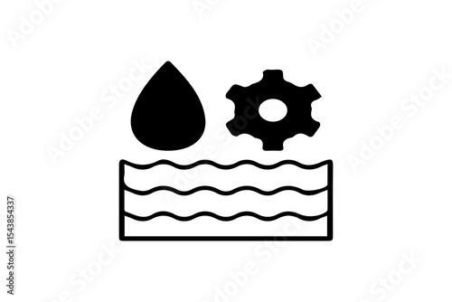 This icon conveys the concept of water purification, wastewater management, or industrial water treatment systems