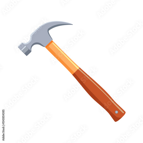 Illustrated Hammer Construction Tool with Wooden Handle for Carpentry and DIY Projects