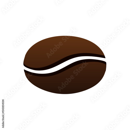 Isolated Single Brown Coffee Bean on Black Background, Brewing Ingredient, Coffee Shop Element