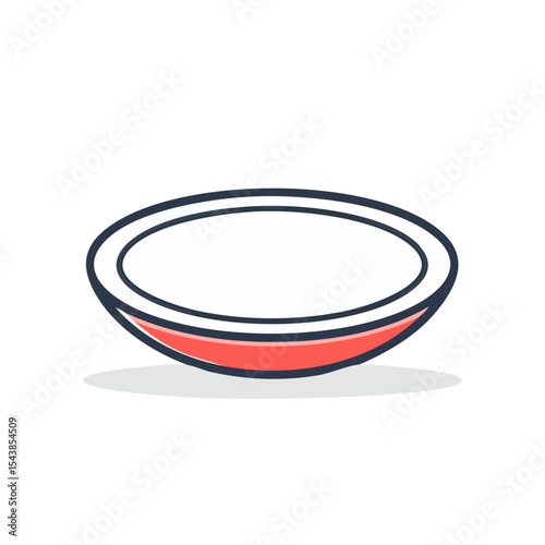 Empty Bowl Simple Cartoon Style Illustration for Food Presentation and Design Element on Black Background