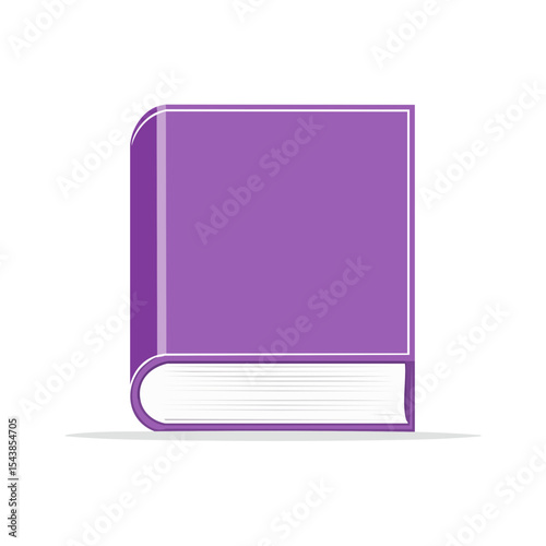 Isolated purple book illustration with white paper edge on black background representing education and knowledge asset with copy space