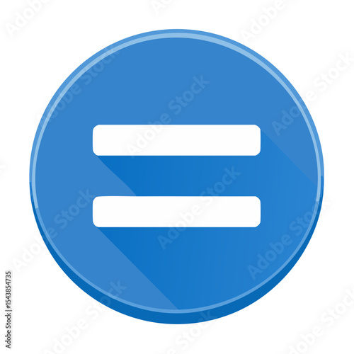 Equals Sign Button: Blue Circle with White Equal Symbol, Math Icon Graphic