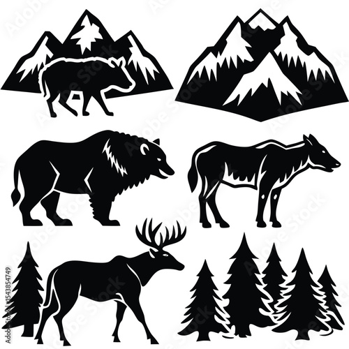 Photography Majestic Mountain Wildlife Black and White Illustrations of Wild Animals and Nat