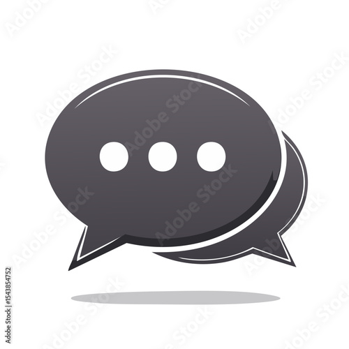 Dark Speech Bubbles Representing Discussion and Communication on a Black Background Vector Illustration
