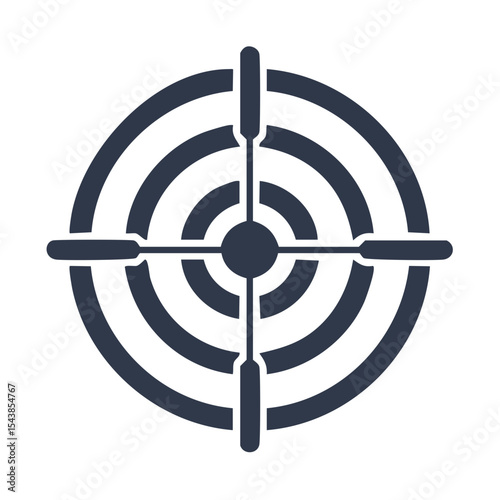 Aiming sight silhouette target crosshair focusing for accuracy and precision concepts in dark tone on black background