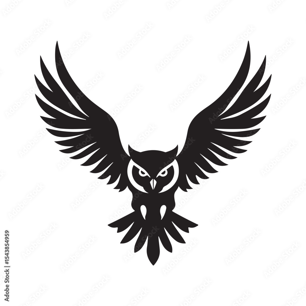 Obraz premium Flying owl silhouette vector illustration