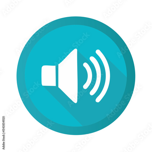 Audio volume icon in blue circle shows sound frequency symbol for design projects related to sound and media applications