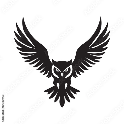Flying owl silhouette vector illustration