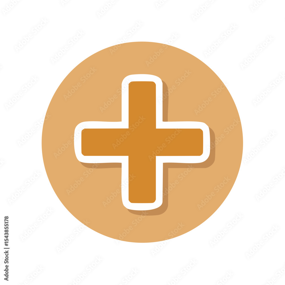 Obraz premium Orange Plus Sign in Circle with White Border on Black Background