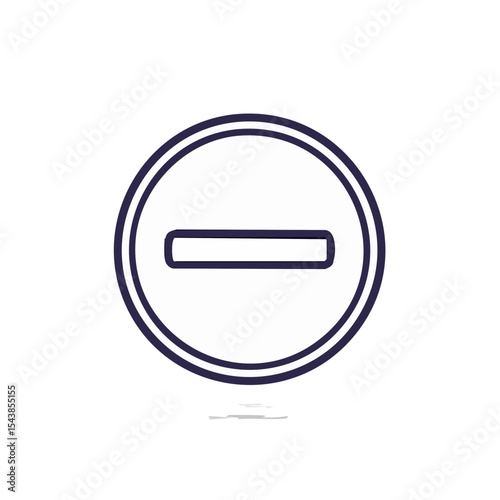 White circle icon with minus sign in center isolated on black background.
