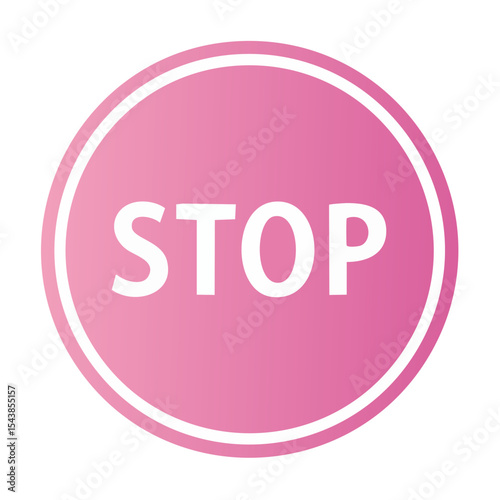 Pink Stop Sign with Gradient on Black Background for Traffic or Safety Concepts