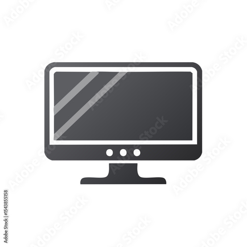 Isolated gray desktop computer display monitor with a flat screen on a black background