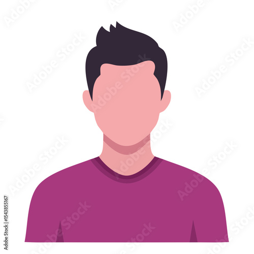 Faceless Man Illustration Stylish Hair Purple Shirt Casual Look Graphic Avatar