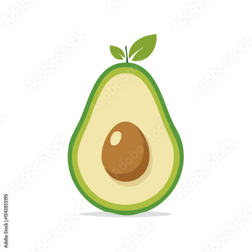 Fresh green avocado illustration half fruit with pit and leaves organic food vegetarian diet healthy nutrition vegan lifestyle