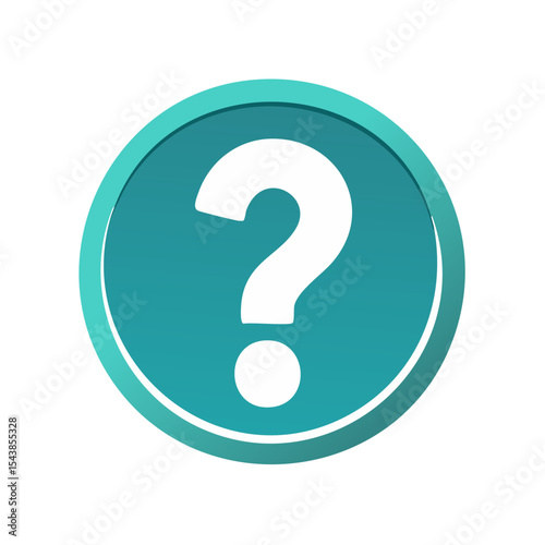 Question mark icon on blue and white button for education, quiz, or trivia concepts