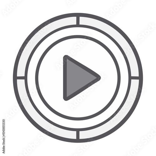 Play button vector icon in circle shape for web design and multimedia playback interface application user navigation