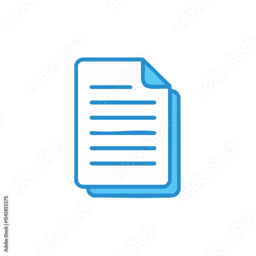 Document Stack Icon Illustration Business Pages Contracts Blue and White Paperwork Information Content File Symbol Design