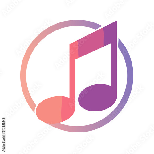Musical note icon with vibrant gradient in a circle for designs promoting music events and creative multimedia projects vector graphic