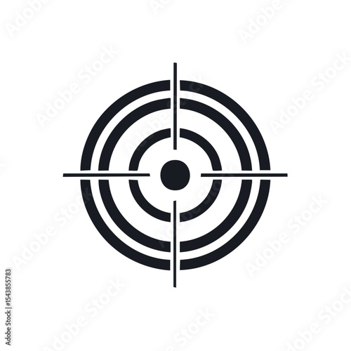 Minimalist target design focusing on precision aiming symbol for graphic and conceptual applications on solid black background