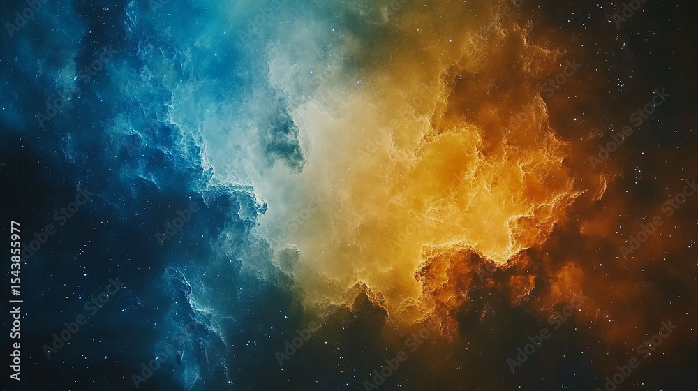 Fototapeta premium Cosmic Nebula Blue and Orange Hues