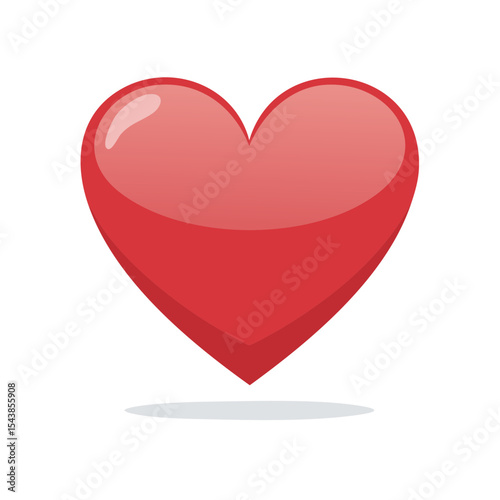 Red Heart Shape with Shadow on Black Background for Love and Valentine's Day