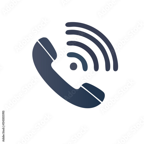 Telephone handset icon with sound waves indicating ringing or call activity on black background