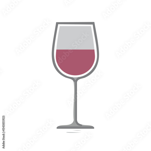Elegant wine glass illustration on black background with gray and red liquid fill