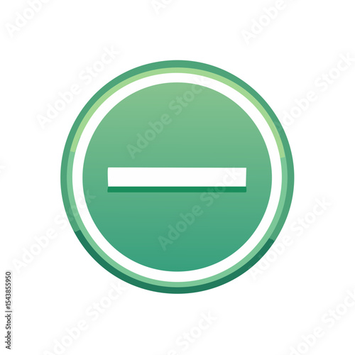 Green circle with white minus sign. Negative, subtraction symbol. Flat design illustration.