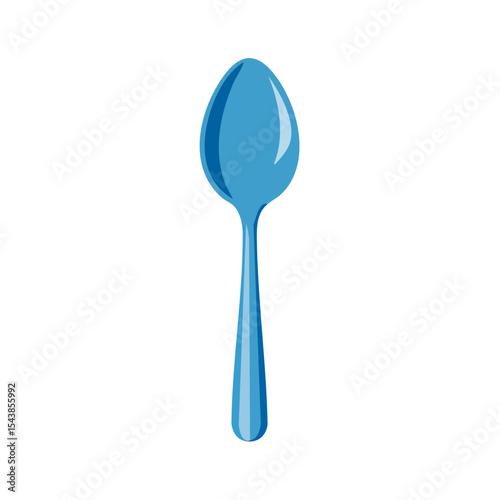Single blue spoon illustration on plain black background for kitchen design
