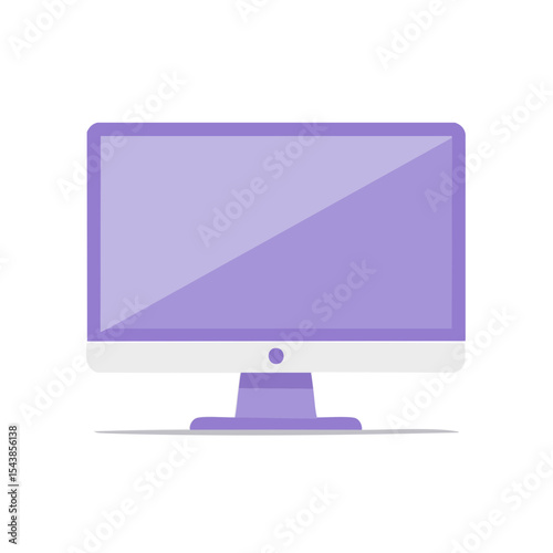 Flat Vector Computer Monitor Illustration on Isolated Black Background