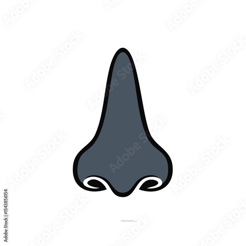 Simple illustration of a nose in gray against a black background