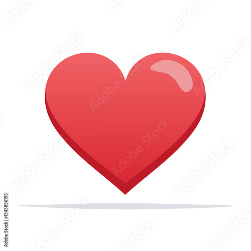 Red Heart Resting on a White Line Against a Black Background, Illustration of a Heart Shape