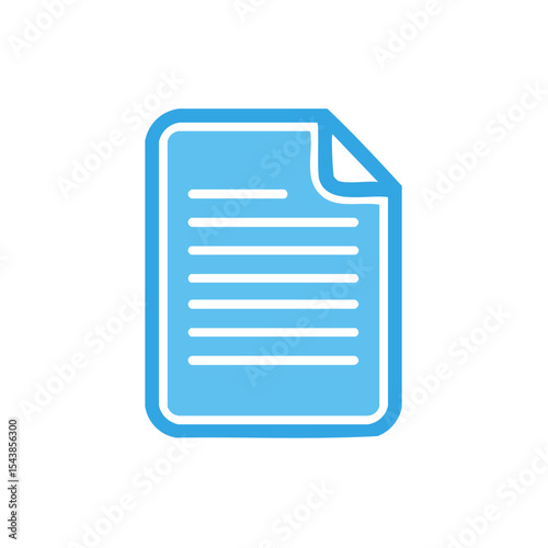 Icon depicting document with lines and curled corner emphasizing information management and electronic record keeping with blue accents