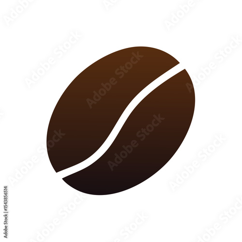 Stylized Coffee Bean on Dark Backdrop, Aromatic Beverage Ingredient, Isolated Graphic