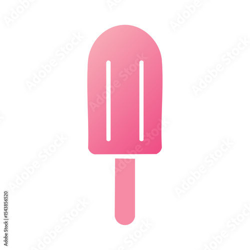 Pink popsicle illustration on black background. Summer, cold snack, sweet dessert, gradient color, fruity flavor, treat on a stick concept art.