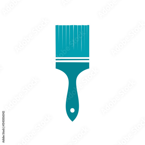 Teal paintbrush isolated against black background illustrates art projects and house painting projects for DIY home improvement and art education