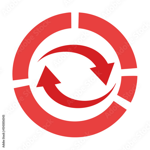 Red Circle with Arrows Symbolizing Circular Process Flow Diagram Cycle or Continuous Loop