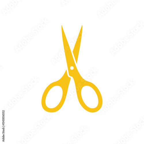 Golden scissors on black background stationery equipment tool for craft design graphic resource and cutting concept icon illustration