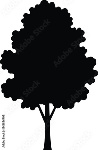  Vintage Tree Silhouette Icon in Monochrome Vector