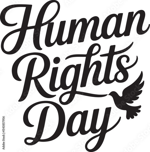 Typography Calligraphy Design of the text Human Rights Day in silhouette Vector Art 