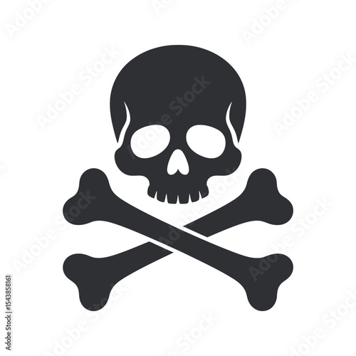 Simple black and white skull and crossbones graphic design