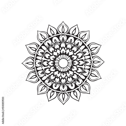 Ornate black and white mandala design element