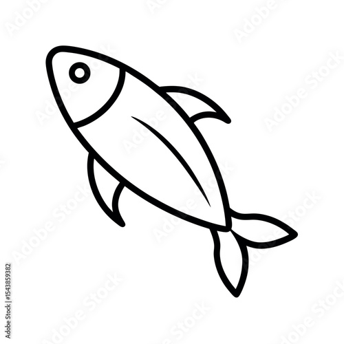 Fish Stick Line Art Vector Design