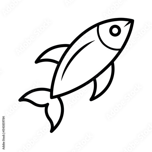 Fish Stick Outline Vector Art