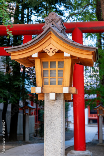 Shinto shrine and Torii gate in Shinjuku, Tokyo, Japan