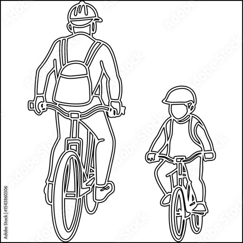 Continuous line drawing of a father and son