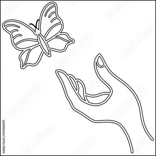 Minimalist line art drawing of a delicate woman